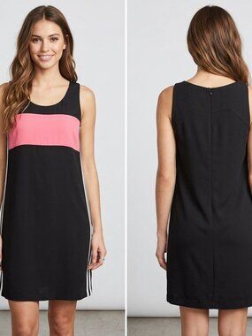 Rebecca Minkoff Women's Colorblock Shift Dress Black Pink White Stripe Size 4